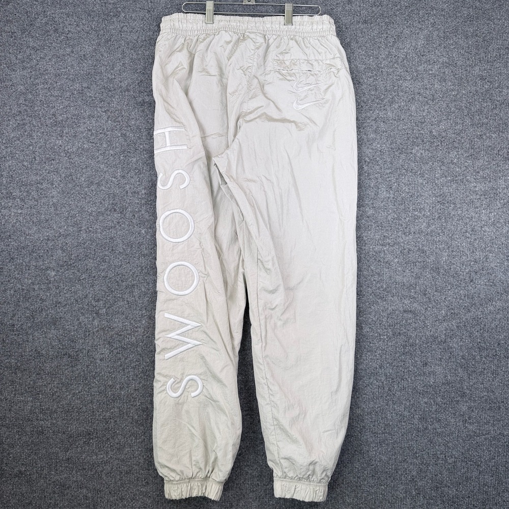 Nike Swoosh Woven Track Jogger Pants Mens M Bone Gray Sportswear DJ0478